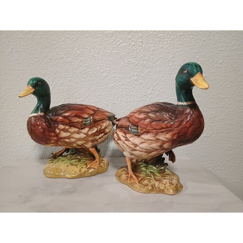 Vintage NORCREST Japan Mallard Duck Figurines Mid Century - Lot Of 2